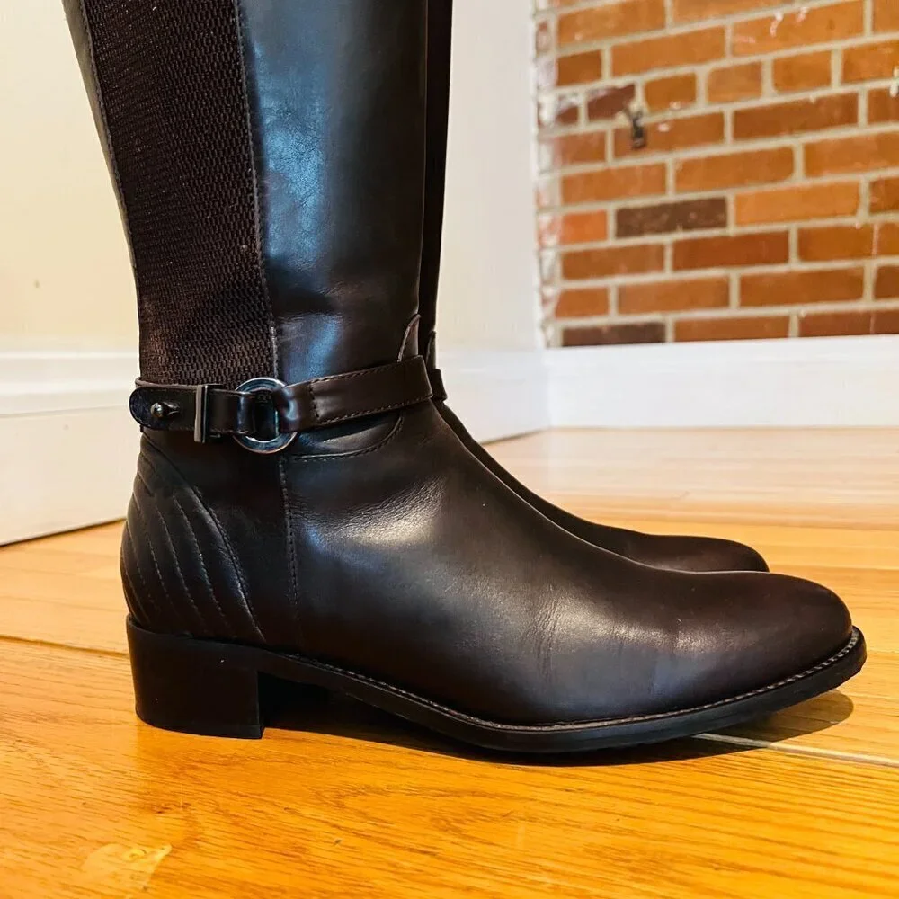 AQUATALIA Women's Brown Leather Knee High Boots 8.5